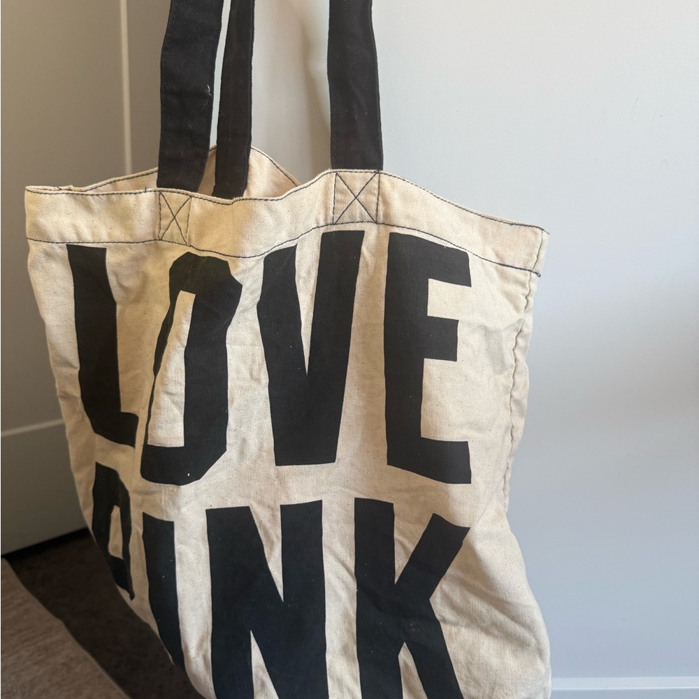 Black and Cream Tote Bag PINK VS